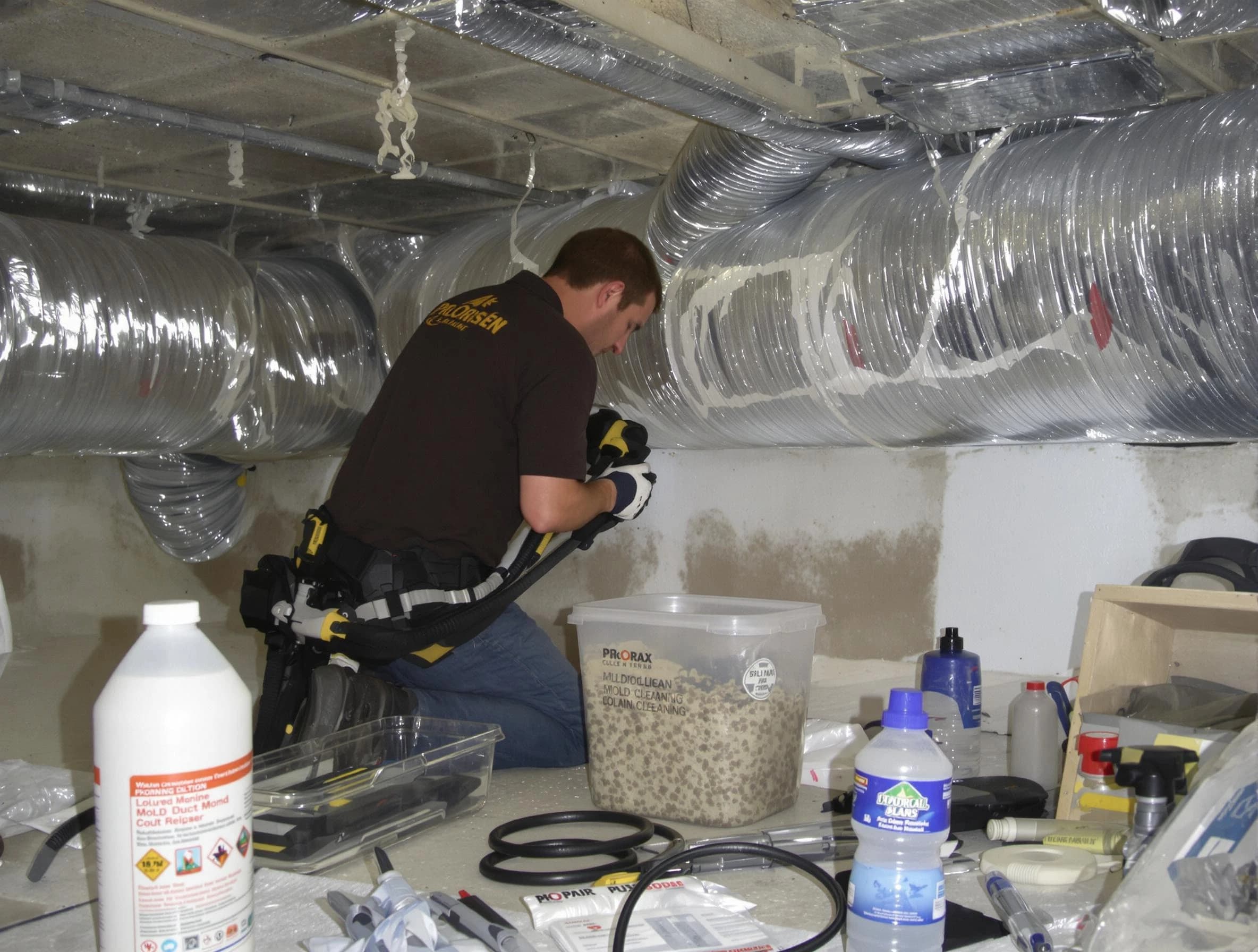Weymouth Air Duct Cleaning specialist performing professional mold removal from air ducts in Weymouth
