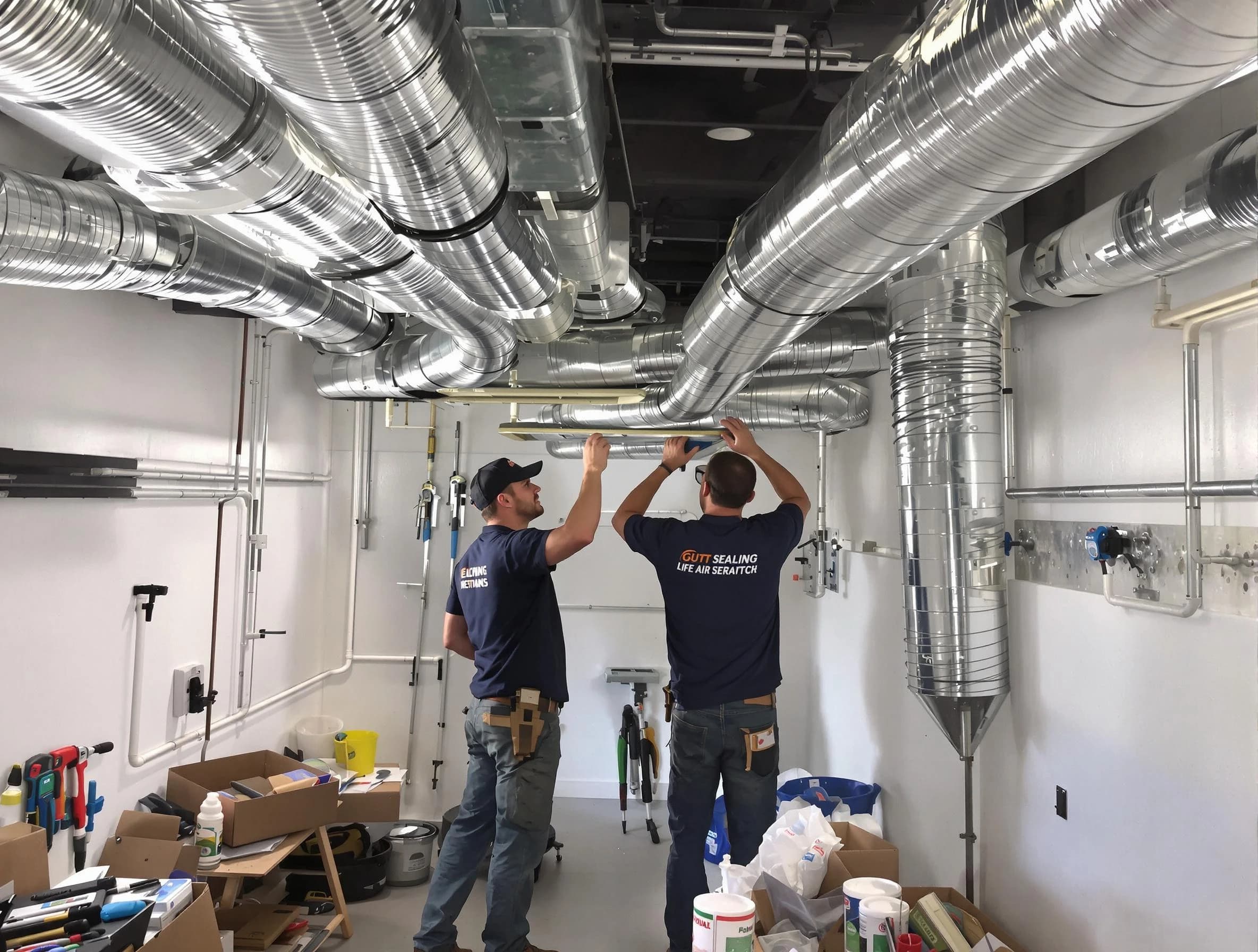 Weymouth Air Duct Cleaning technician applying professional duct sealing solutions in Weymouth