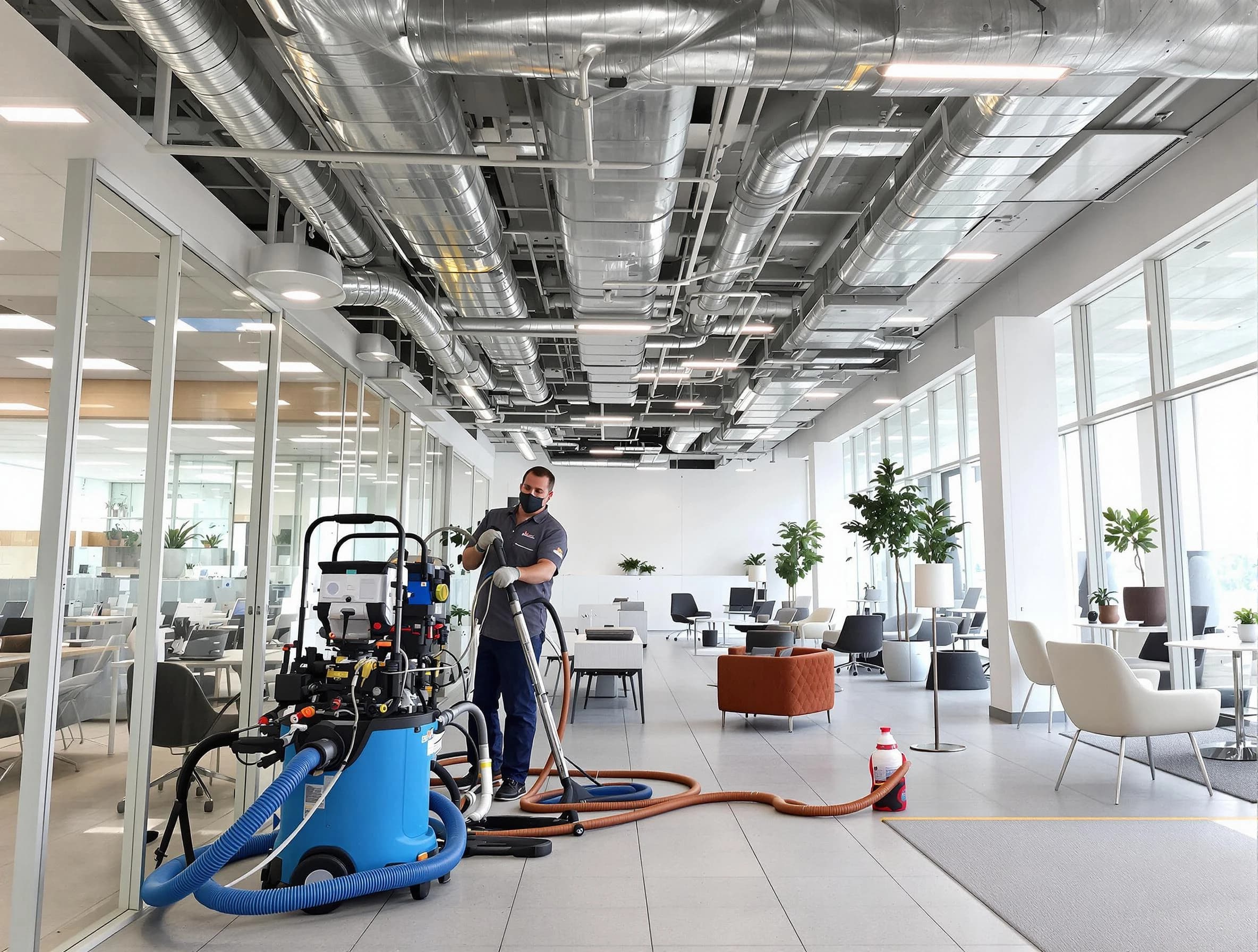 Weymouth Air Duct Cleaning team conducting comprehensive commercial duct cleaning at a business location in Weymouth