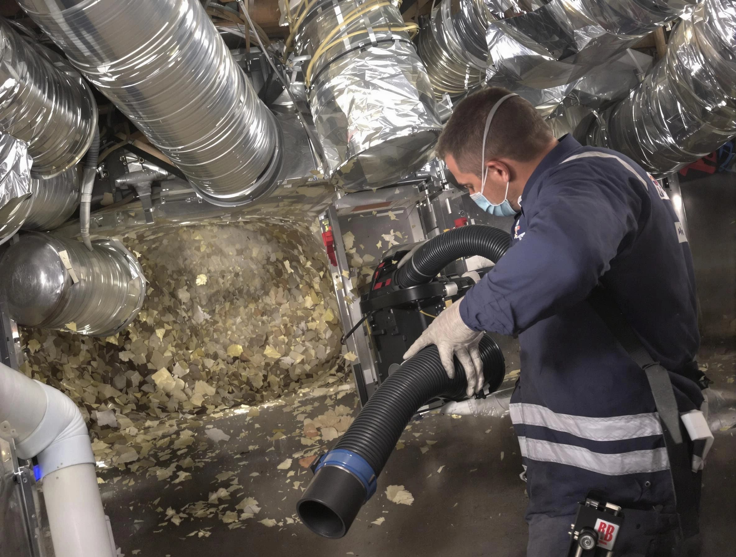 Weymouth Air Duct Cleaning specialist operating negative pressure cleaning equipment for thorough duct maintenance in Weymouth