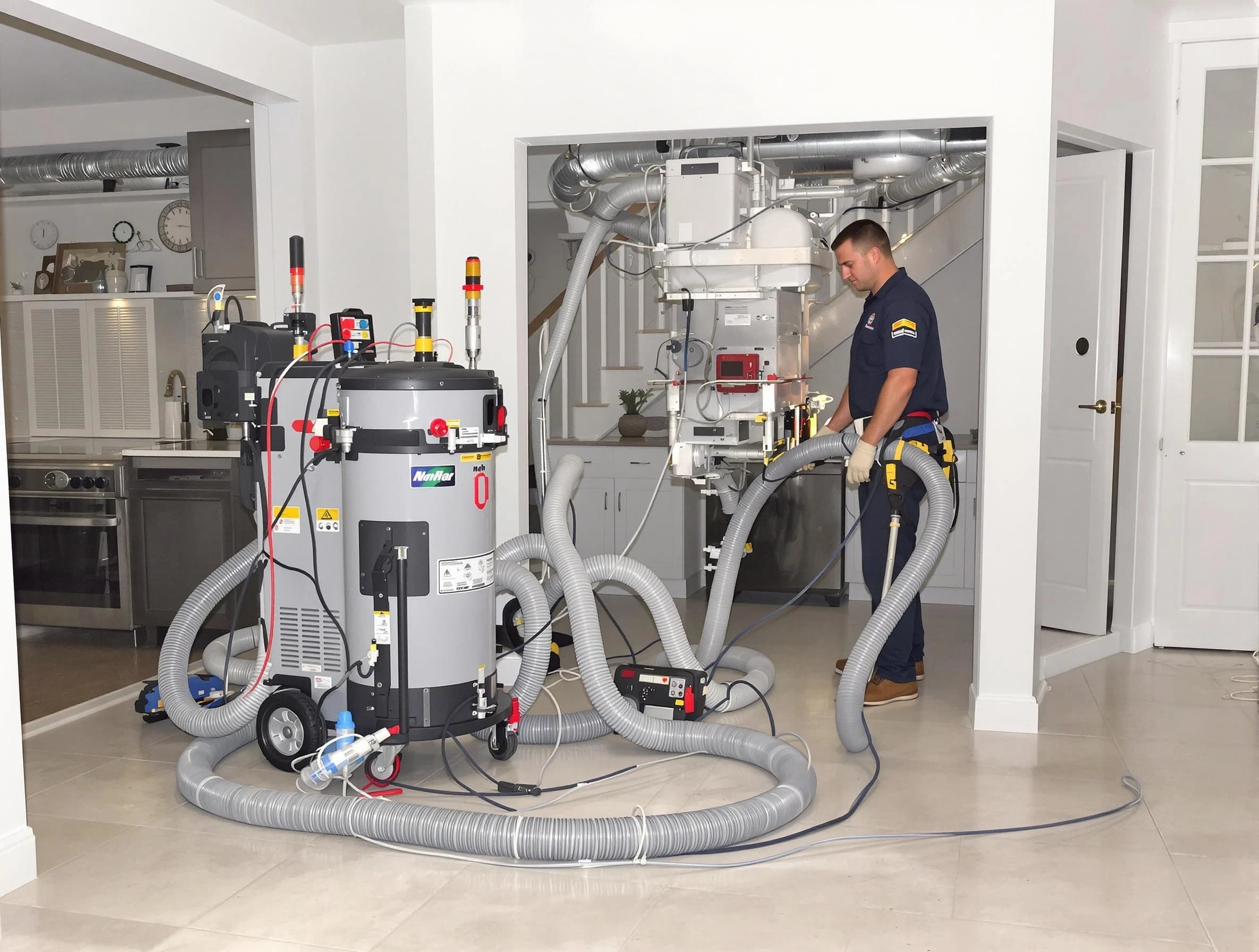 Weymouth Air Duct Cleaning technician operating negative pressure cleaning equipment for thorough duct maintenance in Weymouth