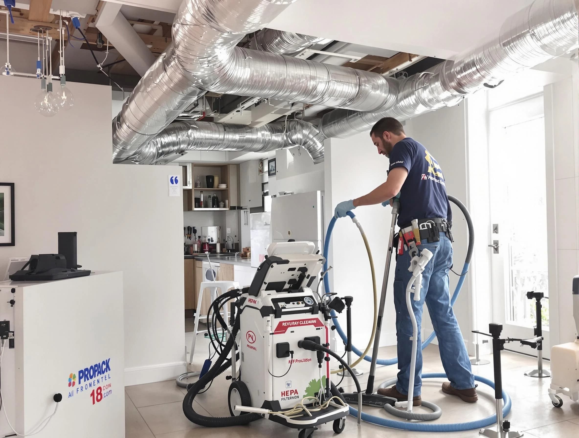Weymouth Air Duct Cleaning technician performing advanced pure duct cleaning with specialized equipment in Weymouth