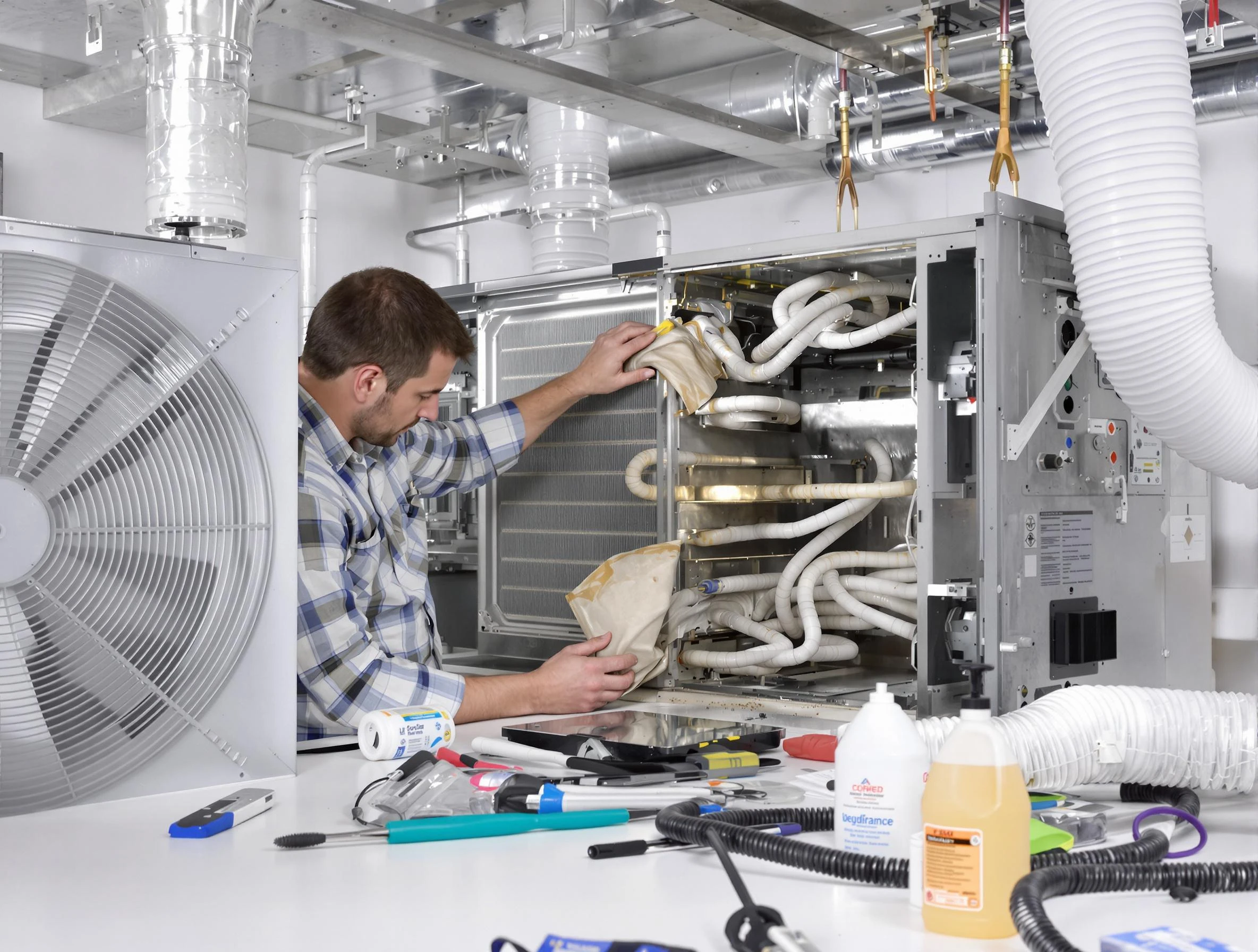 Weymouth Air Duct Cleaning specialist performing precision AC coil cleaning in Weymouth