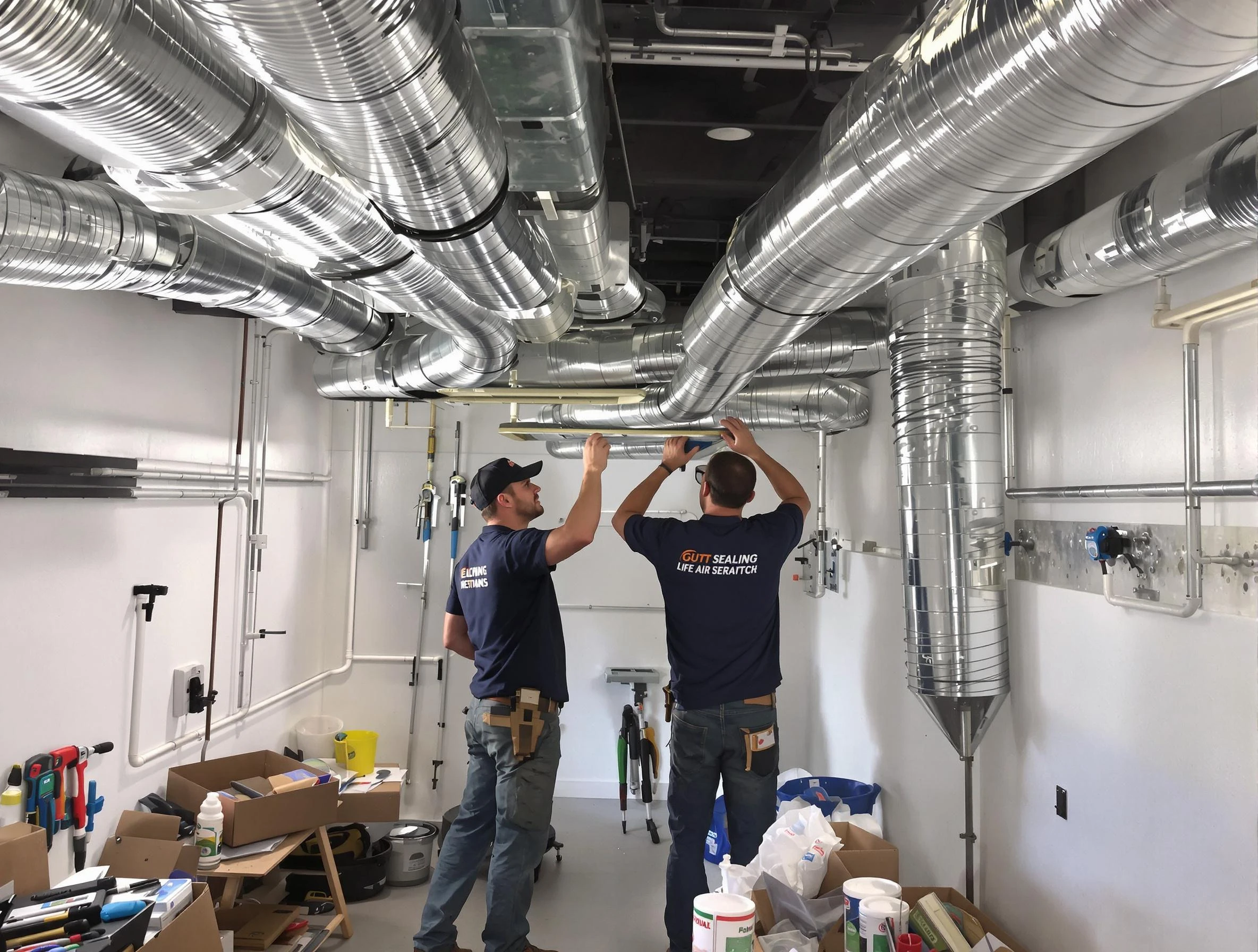 Weymouth Air Duct Cleaning technician applying professional duct sealing solutions in Weymouth