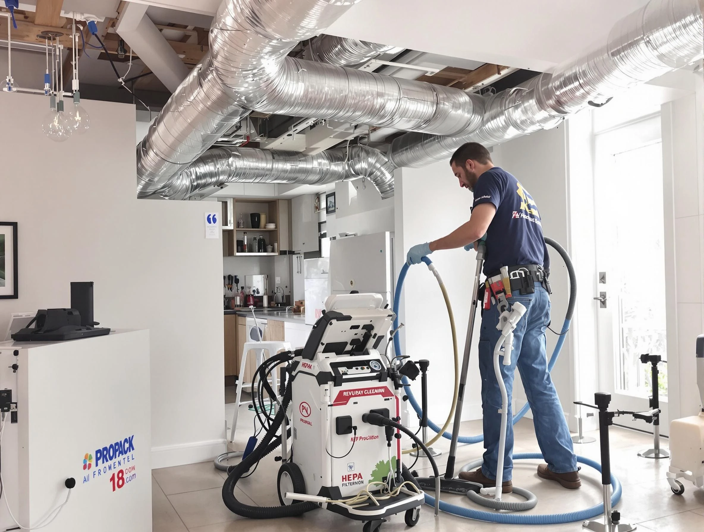 Weymouth Air Duct Cleaning technician performing advanced pure duct cleaning with specialized equipment in Weymouth